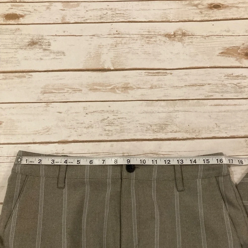 PAIGE Stafford Tapered Pinstripe Trousers Oyster Shell Size 31